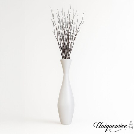 Uniquewise 43in Tall Decorative White Bamboo Floor Vase with 12-Piece 60in Natural Dried Brown Willow Stick QI004233.K2