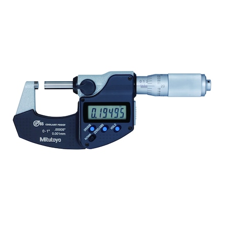 Mitutoyo Digimatic Outside Micrometer, I/M 0-1 In, .00005 In, O, FT 293-335-32