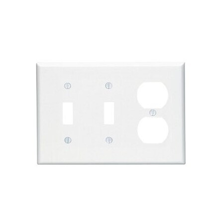 Leviton Combination Wallplate, Midway Size, Gang 3, White 80521-W