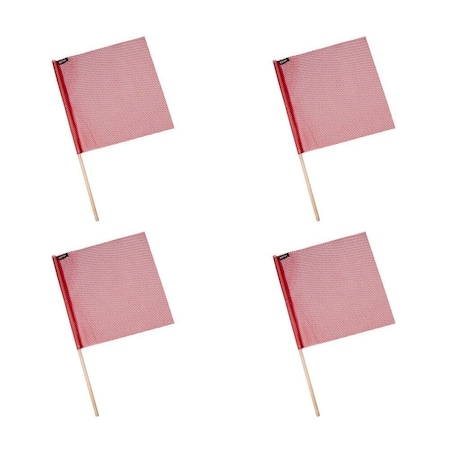 Mytee Products 18in x 18in Red Jersey Mesh Safety Flags for Trucks with Dowel, 4PK JMF-REDx4