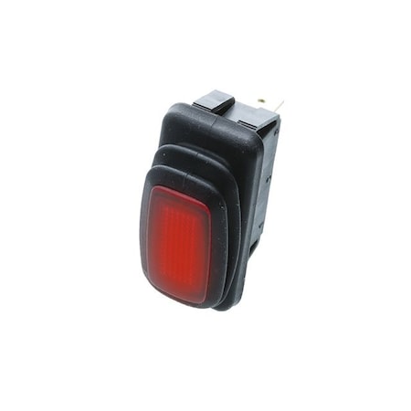 Switch Components IP65 Mid-Size Rocker, 3P SPST OFF-ON, Red Bulb RE2-1A-DC-1-RL