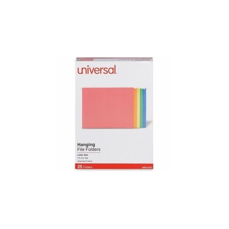 Universal HangingFileFolders, Multicolor, 8.5"H, 25PK UNV14121