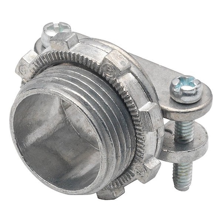 Bridgeport Screw Strap Connector Connector, 3/4 in, Die Cast Zinc, Ball Burnished; Mirror Smooth, Silver 660-DC2