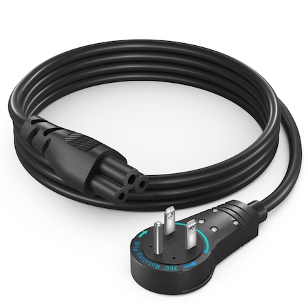 Maximm 3ft 3-Prong AC Laptop Power Cord, 360 degrees Plug NEMA 5-15P to C5 UL Certified ADW-360-C5R03-18B0
