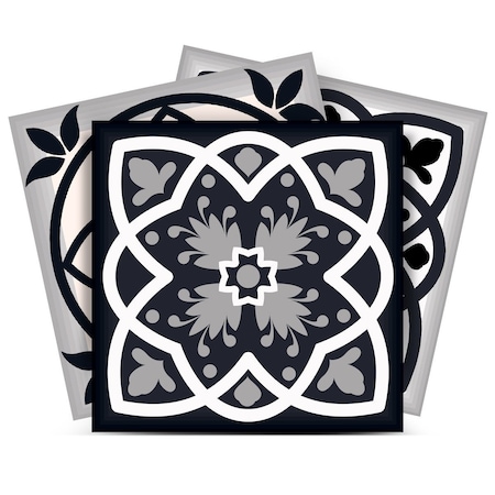 Homeroots 6" X 6" Black White And Tan Peel And Stick Removable Tiles 390795