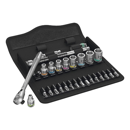 Wera 0.25 in. Drive Metric Zyklop Metal Ratchet Set, 28 Piece, WHL7223 5004018001