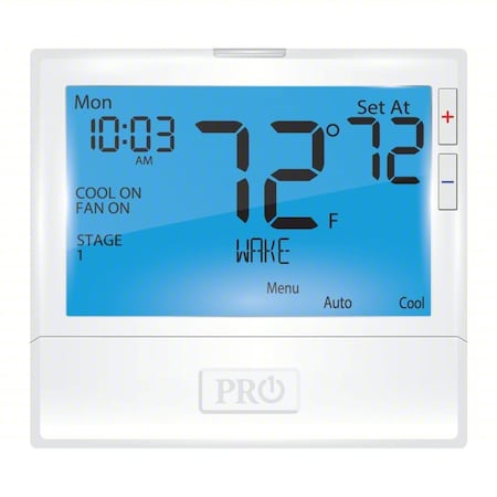 Pro1 Iaq Non-Programmable Thermostat, 7, 5-1-1 Programs, 3 H, 2 C, Wall Mount, Hardwired/Battery, 24VAC T855