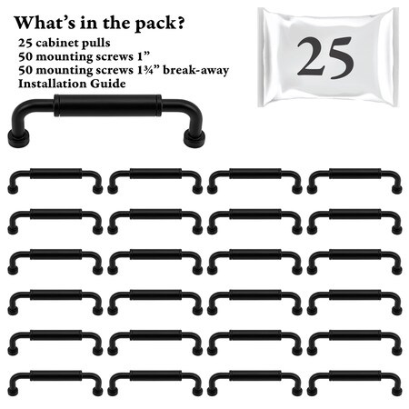 Designperfect 5 1/16'' Center-to-Center Barrel Pull, 25PK DPA25T964BLK