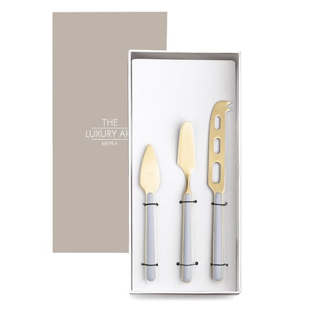 Mepra Fantasia Ice Gold Cheese Knives - 3 Pieces - Light Blue 10A64403OI