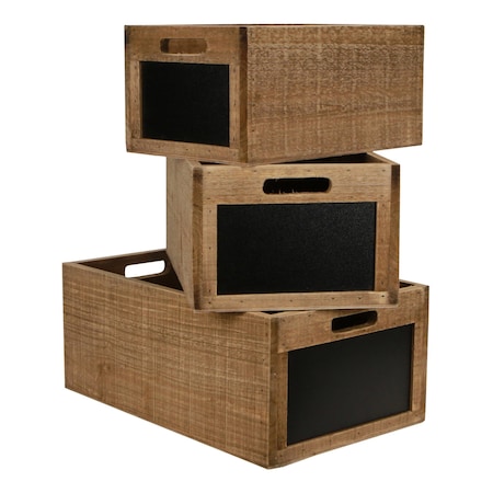 Homeroots Set of Three Brown Solid Wood Crate, 3PK 487687