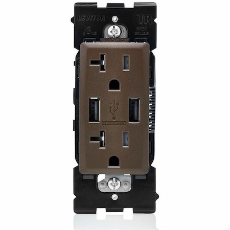 Leviton COMBINATION DEVICE SWITCH COMB DPLX RCPTCL 20A TYP A-A WAL BARK ...