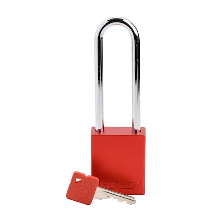 Brady Standard Key Retaining Lockout Aluminum Padlock 3 in Steel Shackle KD Red SDAL-RED-76ST-KD