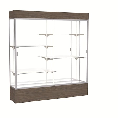 Ghent Lighted Floor Display Case 72x80x16, Mirror, Satin 2176MB-SN-WV