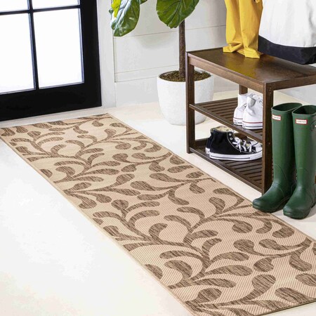 Jonathan Y Vine All Over Brown/Beige 2 ft. x 10 ft. Indoor/Outdoor Runner Rug SMB117A-210