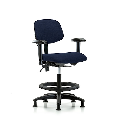 Blue Ridge Ergonomics Chair, Fab, Med Bench, Tilt AA BF Glide, Nav, 6-Way Adjustable, 22" to 29" Height, Dark Blue BR-FMBCH-RG-T1-A1-BF-RG-F45