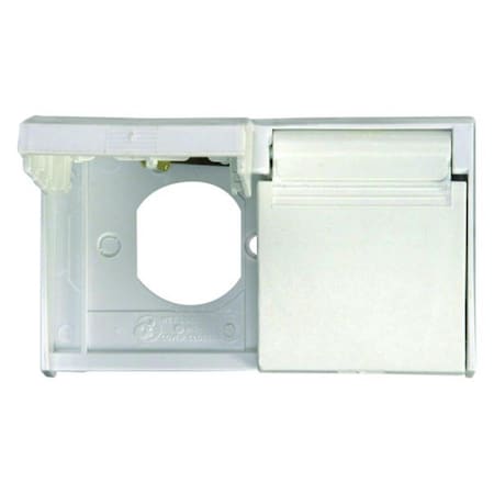 Jr Products Duplex Series Square Weatherproof Receptacle Cover, Polar White JRP47505