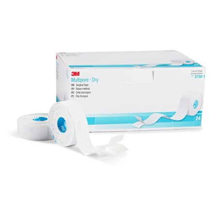 3M Multipore Dry Dressing Retention Tape with Liner, 1 Inch x 5-1/2 Yard, White, 24PK 3730-1