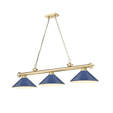 Z-Lite Cordon Heritage Brass 3 Light Billiard 2306-3HBR-MNB