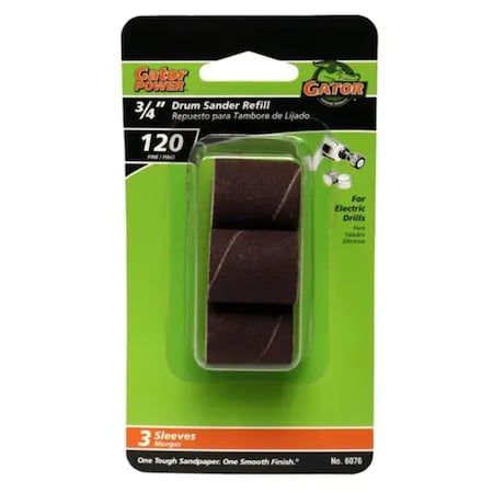 Gator Finishing 0.75 x 1 in. Drum Sanding Kit, 120 Grit, 3PK 6076