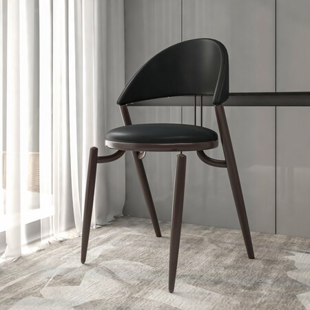 Leisuremod Venice Collection Modern Dining Chair In Black in Black, 2PK VC49BL2