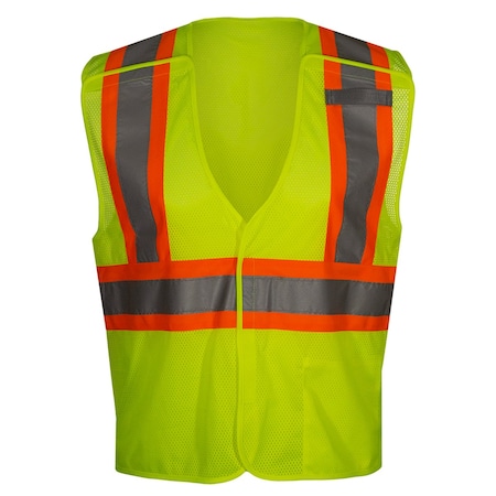 Reflective Apparel ANSI Type R Class 2 Value Breakaway Mesh Vest with Drop Shoulders 582CS-LM-2X-3X