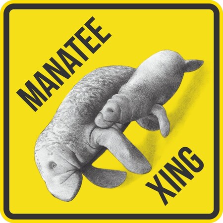 Lyle Manatee Xing with Manatee and Calf Symbol, 24x24, Engineer Grade, White G-12809-EG_24x24