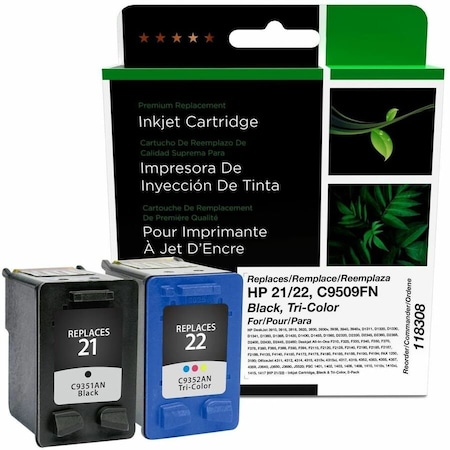 Clover Imaging Group Imaging Remanufactured Black, Tri-Color Ink Cartridges, 2PK 118308