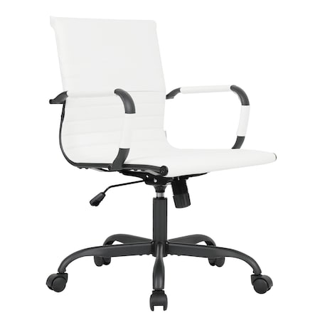Leisuremod Harris Faux Leather Office Chair - Mid-Back Ergonomic Swivel Desk Chair, Iron Base HOBL19WL