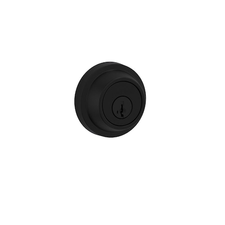 Kwikset Single Cylinder Round Deadbolt SmartKey , RCAL Latch, RCS Strike , New Chassis Matte Black Finish 660RDT-514S.DS
