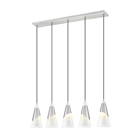Z-Lite Aimie 5-Light Linear Chandelier, 7 in W, Brushed Nickel 828P7-5L-BN