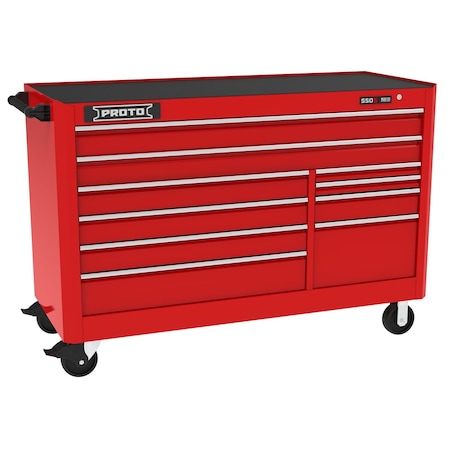 Proto 550 Series Rolling Tool Cabinet, 10 Drawer, Red, 66 in W x 25-1/4 in D x 46 in H J556646B-10RD