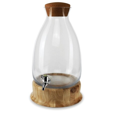 Circleware Central Park 202oz. Beverage dispenser w wooden base and cork lid 92046