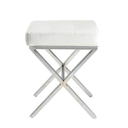 Carolina Cottage Elisabetta Vanity Bench - White & Chrome - 20 x 16 x 19 in. VB1620-WHTCHR