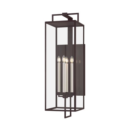 Troy Lighting Beckham 4 Light Exterior Wall Sconce, Textured Bronze, 11.75 In x 40 In B6340-TBZ