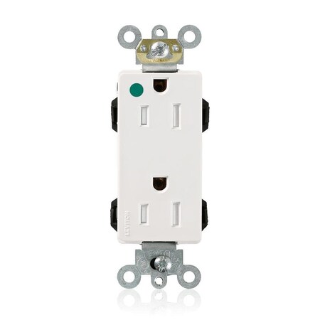 Leviton Straight Blade Receptacle, 5-15R, 15 A, 125V AC, Flush Mount, Self-Grounded M1626-ILW