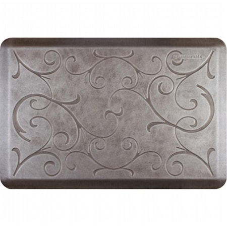 Wellnessmats Estates Bella Kitchen Mat - Silver Leaf- 3 L x 2 W ft. EB32WMRSL