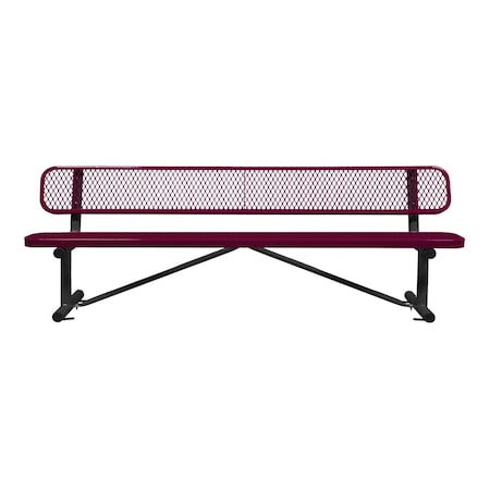 Leisure Craft Bench/Back, Surface Mount, 8ft., Burgundy B8WBSM-BURGUNDY