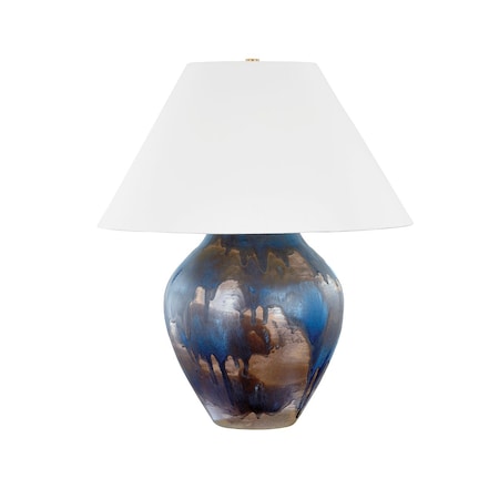 Hudson Valley Lighting Pleasantville 22 in. Table Lamp Aged Brass/Ceramic Silt Blue L8126-AGB/CLB