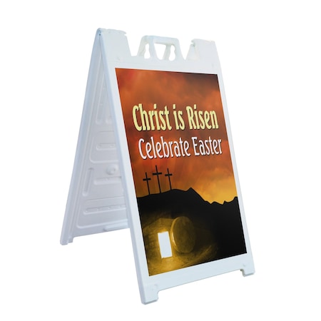 Signmission Christ Is Risen Celebrate Easter, A-Frame & 2 Decals Installed, Heavy-Duty Plastic Frame SBHD-D-2436-ChristIsRisenCelebrateEaster