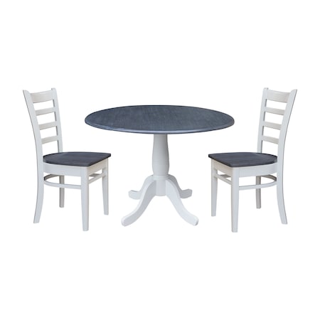 Whitewood Industries Extension Dining Tables, 45 in L, 38 in H, Parawood, 3 Piece Set K05-42DPT-C617-2