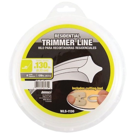 Arnold Trimmer Line, 013 in Dia, 120 ft L, Nylon WLS-1130