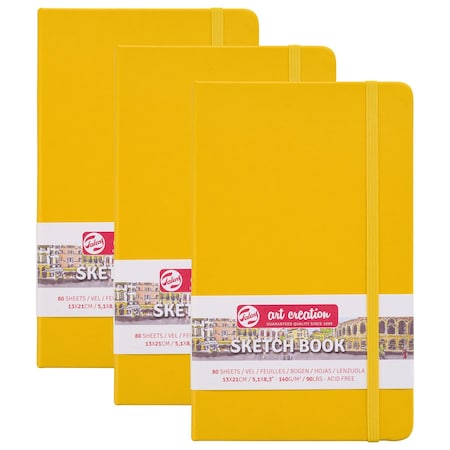 Talens Art Creation Sketchbook, 80 Sheets, 90lbs, Golden Yellow Cover, 5.1'' x 8.3'', 3PK 9314112M