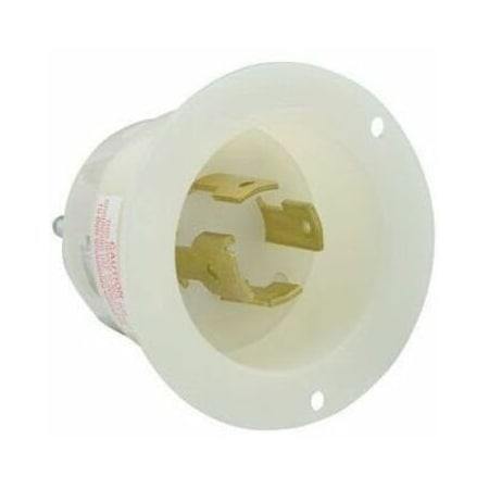 Leviton Flanged Locking Inlet, Non-NEMA, 30 A, 120/208V AC, Three Phase, 4 Pole, Screw Terminals, White 3434-C