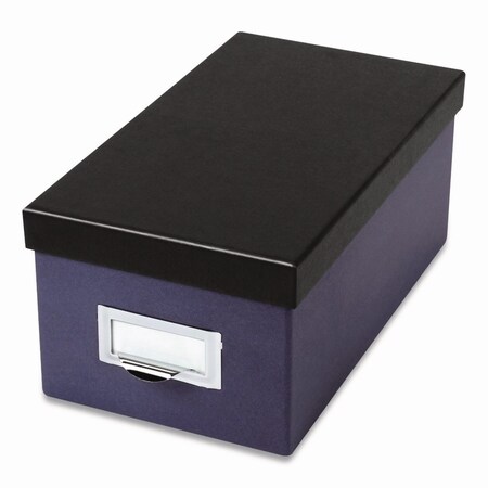 Oxford Index Card Storage Box, Holds 1,000 4 x 6 Cards, 6.5 x 11.5 x 5, Pressboard, Indigo/Black 406462