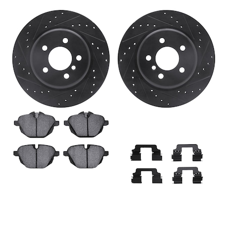 Dynamic Friction Co DFC Rotors-Drilled & Slotted-Black w/ EURO 5000 Ceramic Brake Pads Incl Hdw 8612-31089
