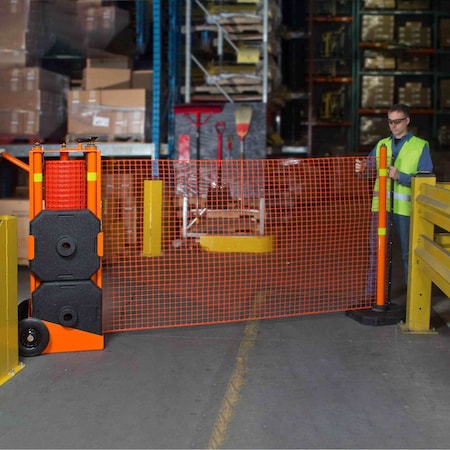 Ideal Warehouse Innovations Barrier System Fencing, Plastic, Orange 70-6034