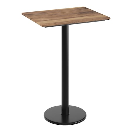 Flash Furniture Commercial 30x24 Natural HPL Tabletop with Black Bar Height RD Base ST-REC2430-NAT-TR18B-GG