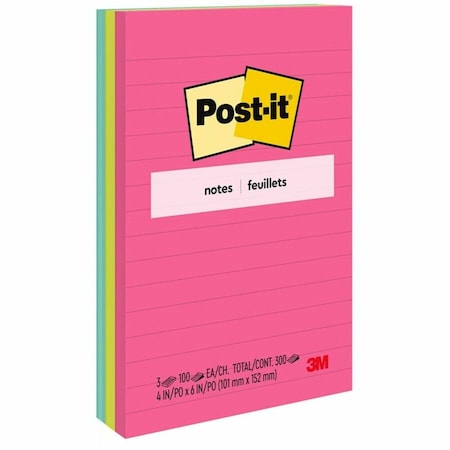 3M Post-it Notes, Lined, 4inx6in, 3PK 6603AN