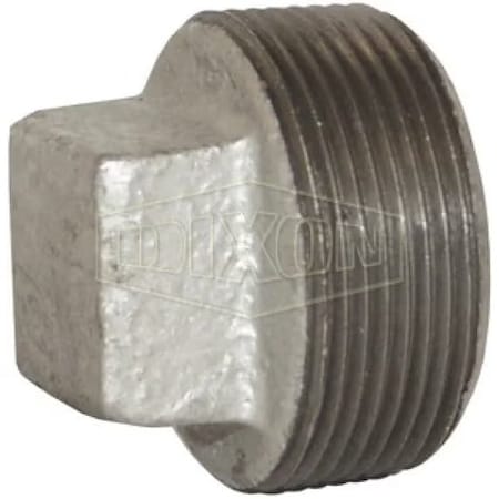 Dixon Square Head Plug, 2 in Nominal, MNPT End Style, 150 lb, Iron, Galvanized SHP200G