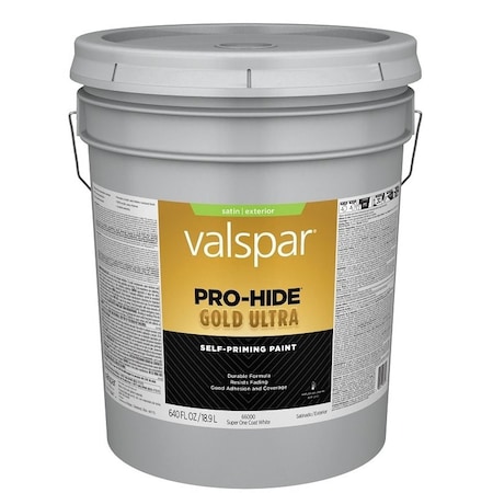 Valspar Pro-Hide Gold Ultra 6600 Latex Paint, Acrylic Base, Satin Sheen, Super One Coat White, 5 gal 028.0066000.008